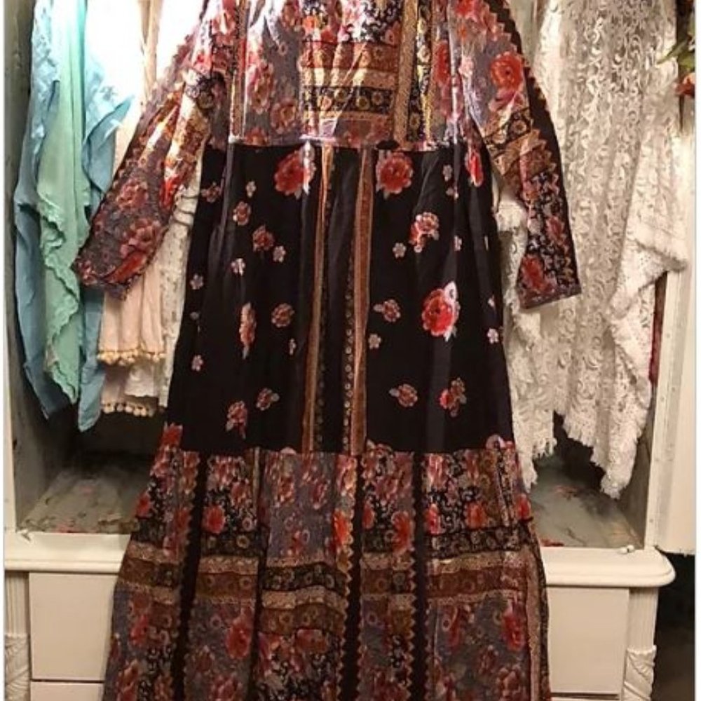 Lydia cotton patchwork floral prairie maxi dress - Picture 4 of 9